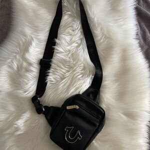 Black Crossbody Bag with Gold Accent